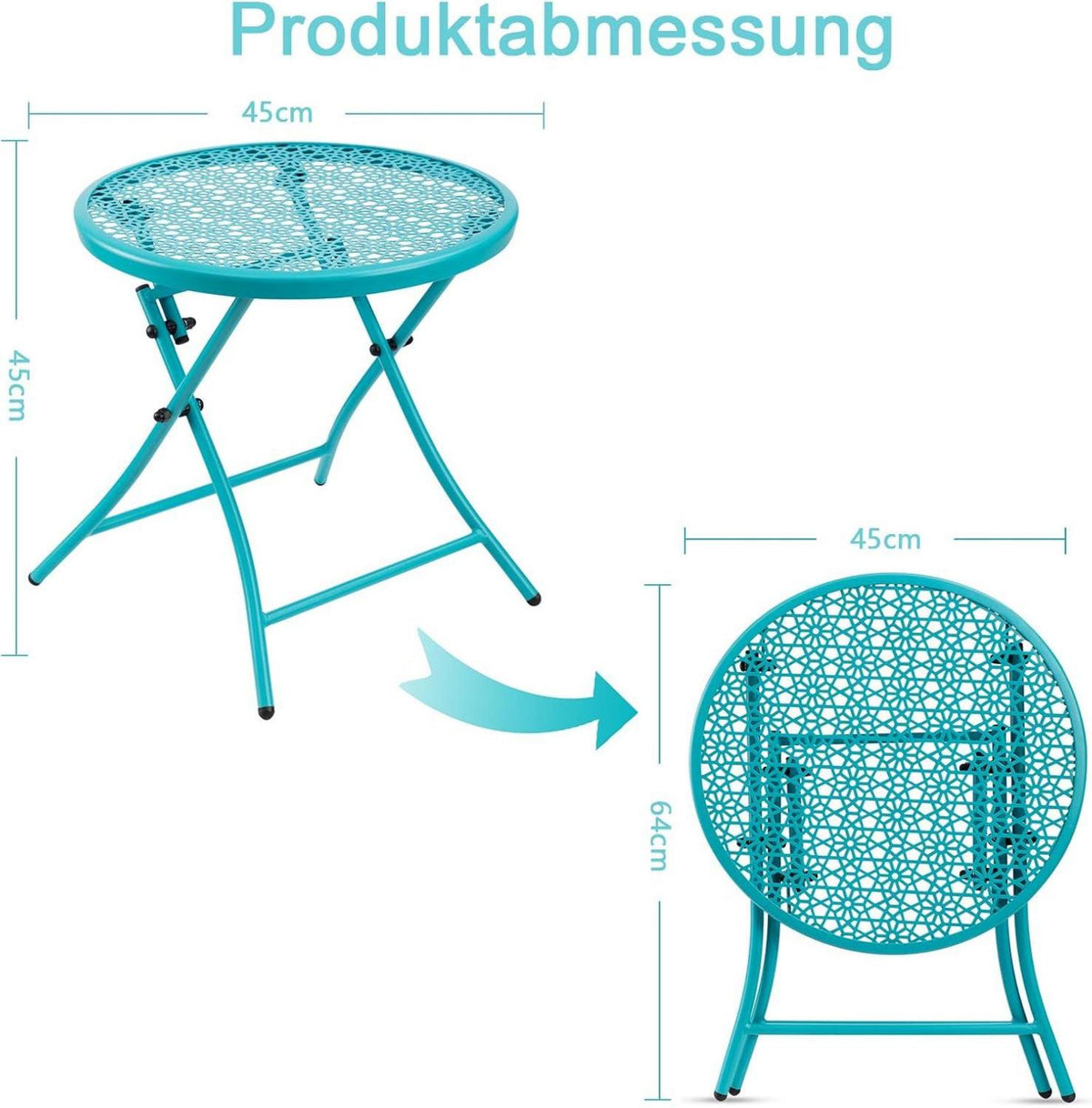 Faltbarer Outdoor Beistelltisch Metall Blume Hof Balkon Rasen