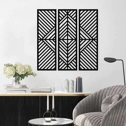 Moderne Geometrische Metall Wanddekoration Schwarz 3er-Set