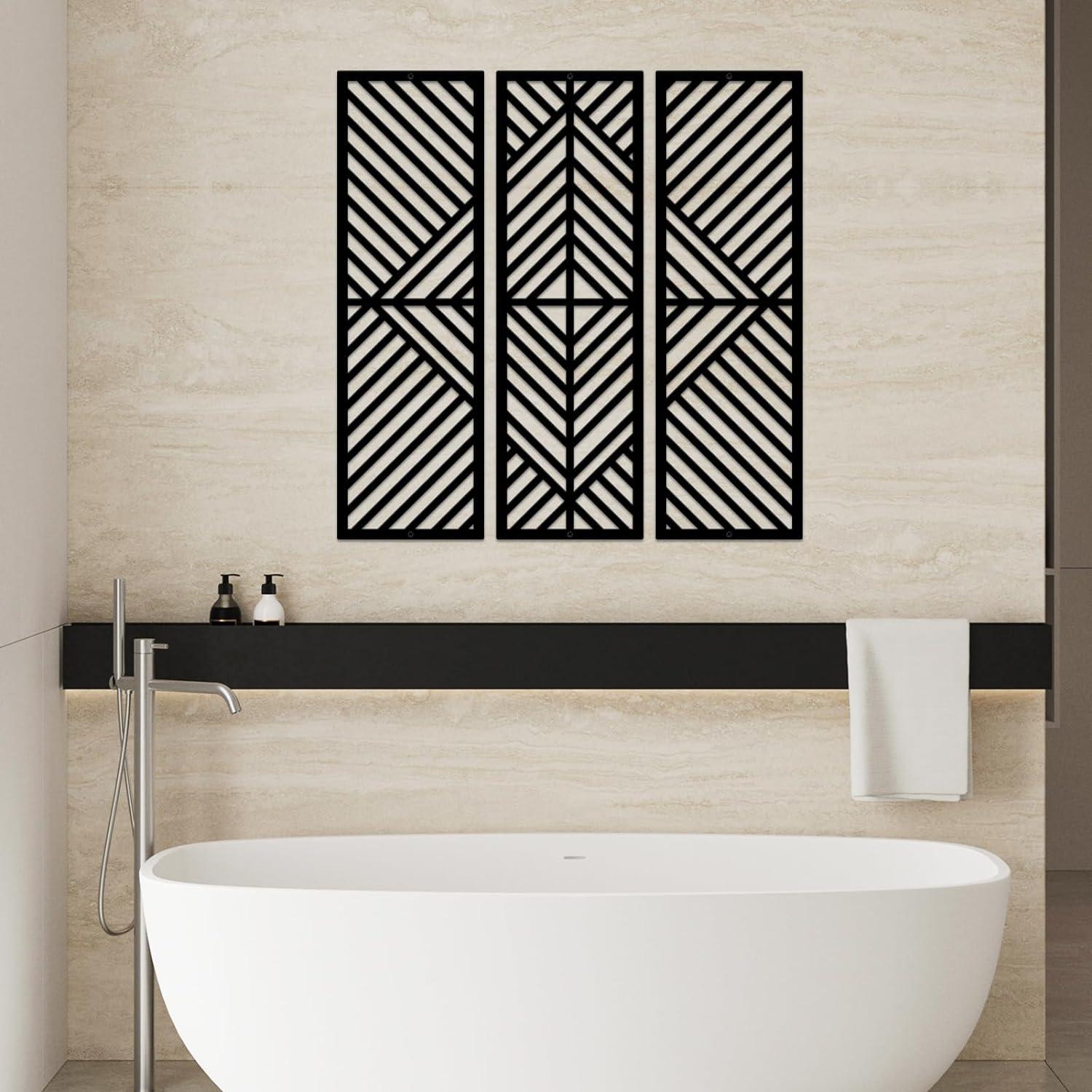 Moderne Schwarz Metall-Wanddekoration Set Wohnzimmer Schlafzimmer 56x62 cm