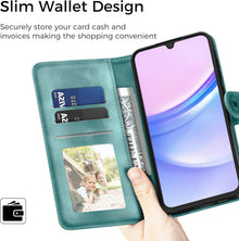 Samsung Galaxy A15 5G Hülle Wallet Schutzhülle Grün