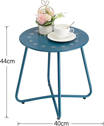 Outdoor Beistelltisch mit Blumenausschnitt, Wetterfester Stahl, Rund