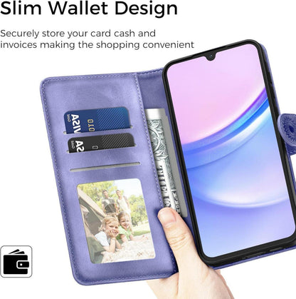 Samsung Galaxy A15 5G Leder Flip Wallet Hülle Lila