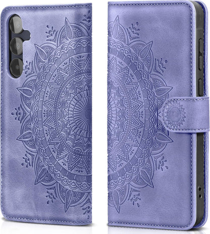 EASDNB Samsung Galaxy A15 5G/4G Leder Flip Wallet Case Lila