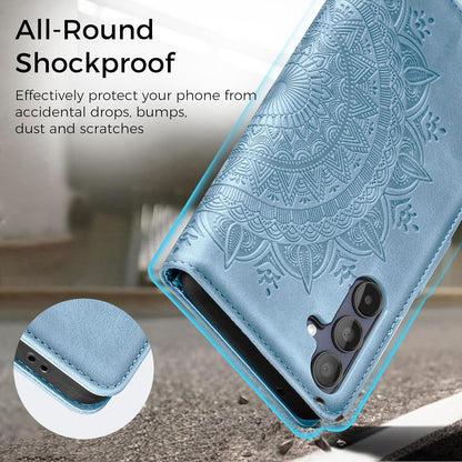 Lederhülle Samsung Galaxy A15 5G/4G Flip Wallet Himmelblau