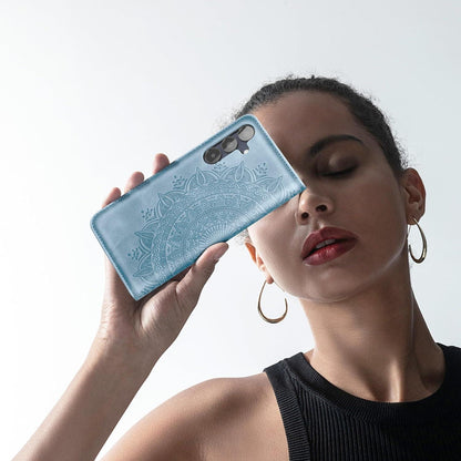 Samsung Galaxy A15 5G/4G Hülle Flip Wallet PU Leder Schutzhülle Himmelblau