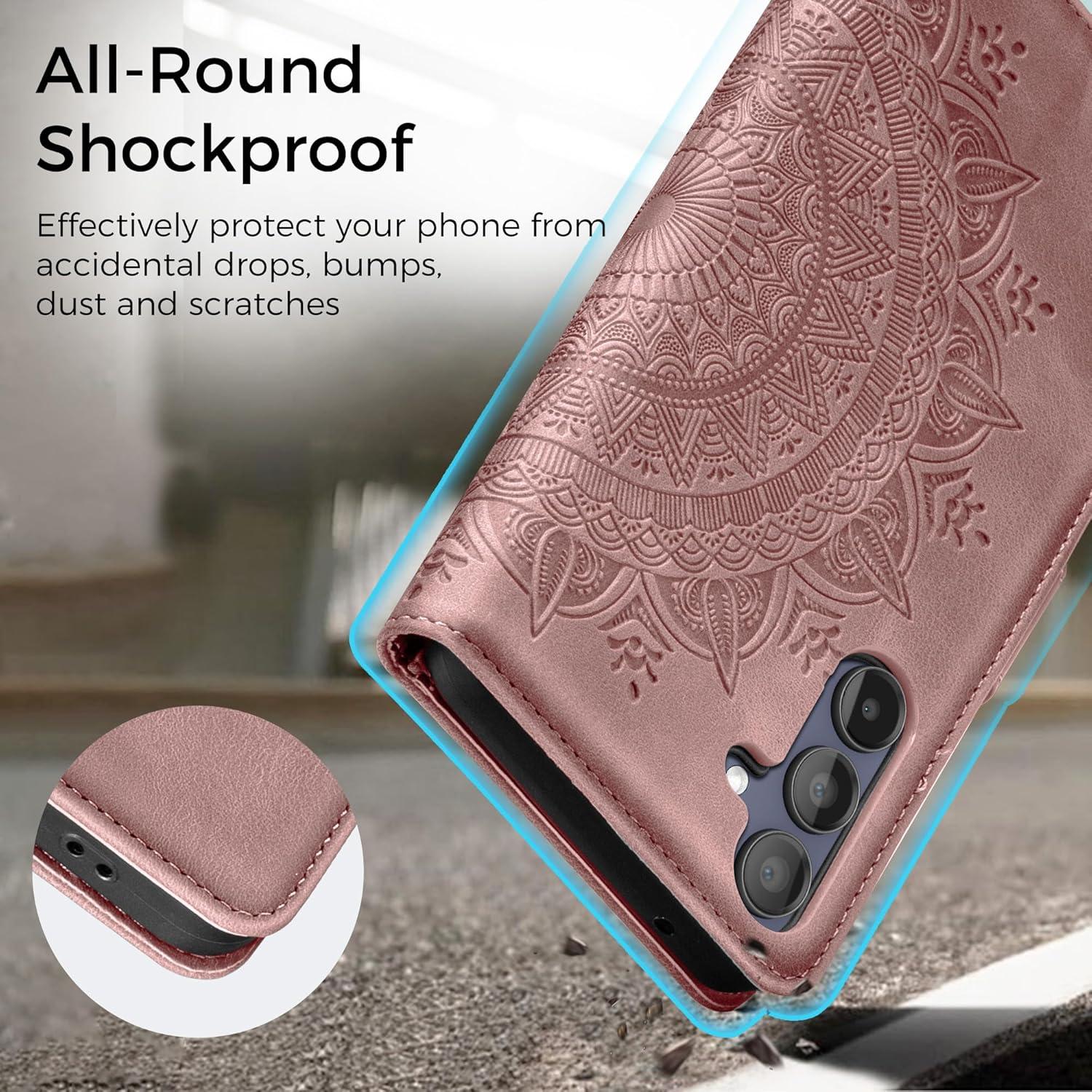 Samsung Galaxy A15 5G/4G Lederhülle Rosa Flip Wallet Case Magnet