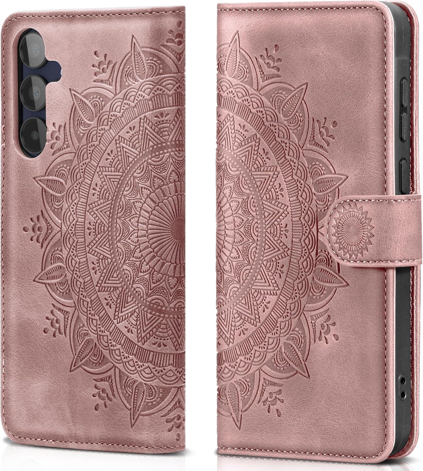 EASDNB Samsung Galaxy A15 5G/4G Flip Wallet Lederhülle Rosa