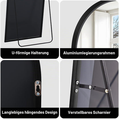 Großer Standspiegel 192x85cm mit schwarzem Rahmen – Wand & Boden