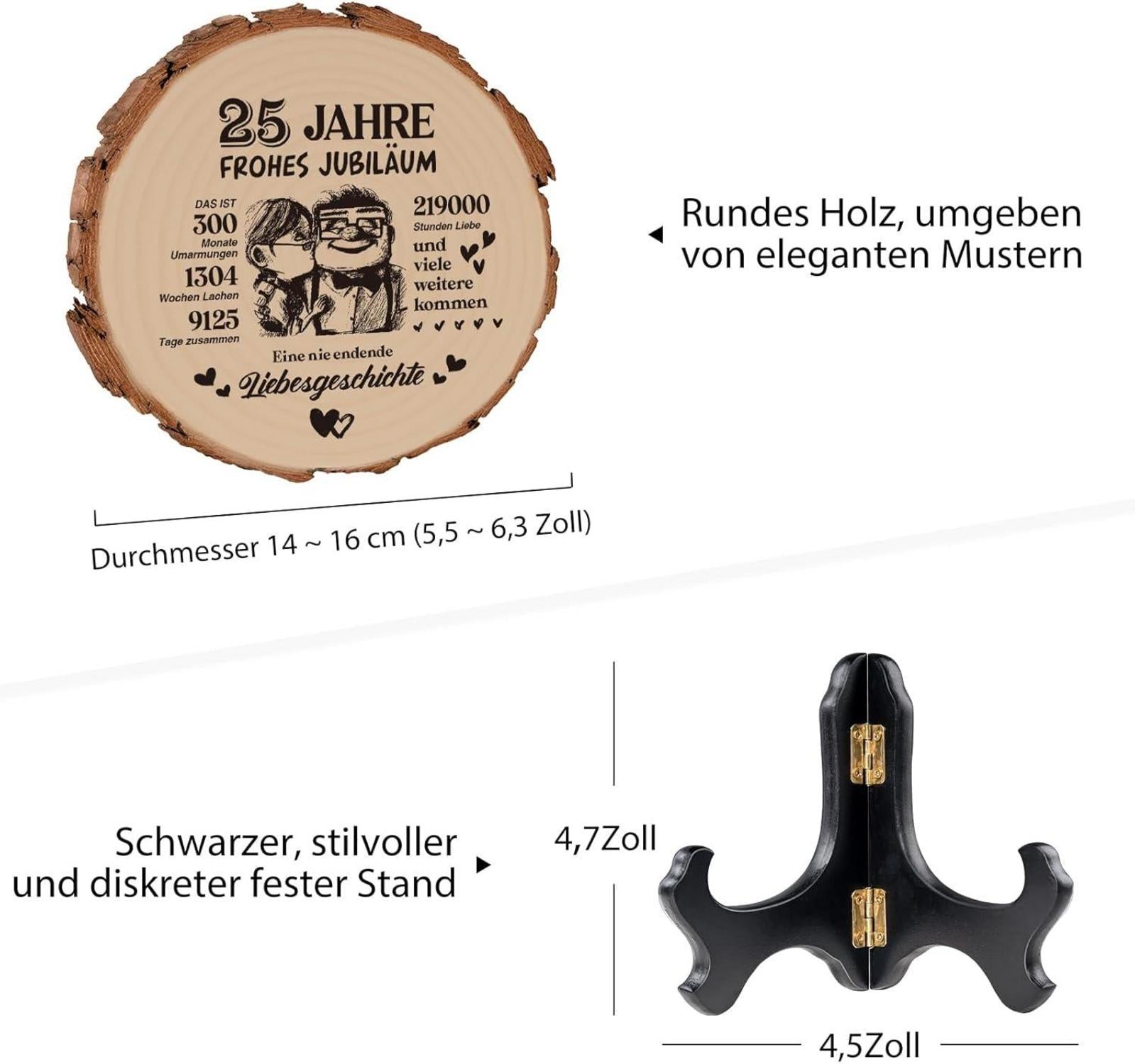 Holzplakette Silberhochzeit Geschenk für Paare Ihn Sie 25. Hochzeitstag