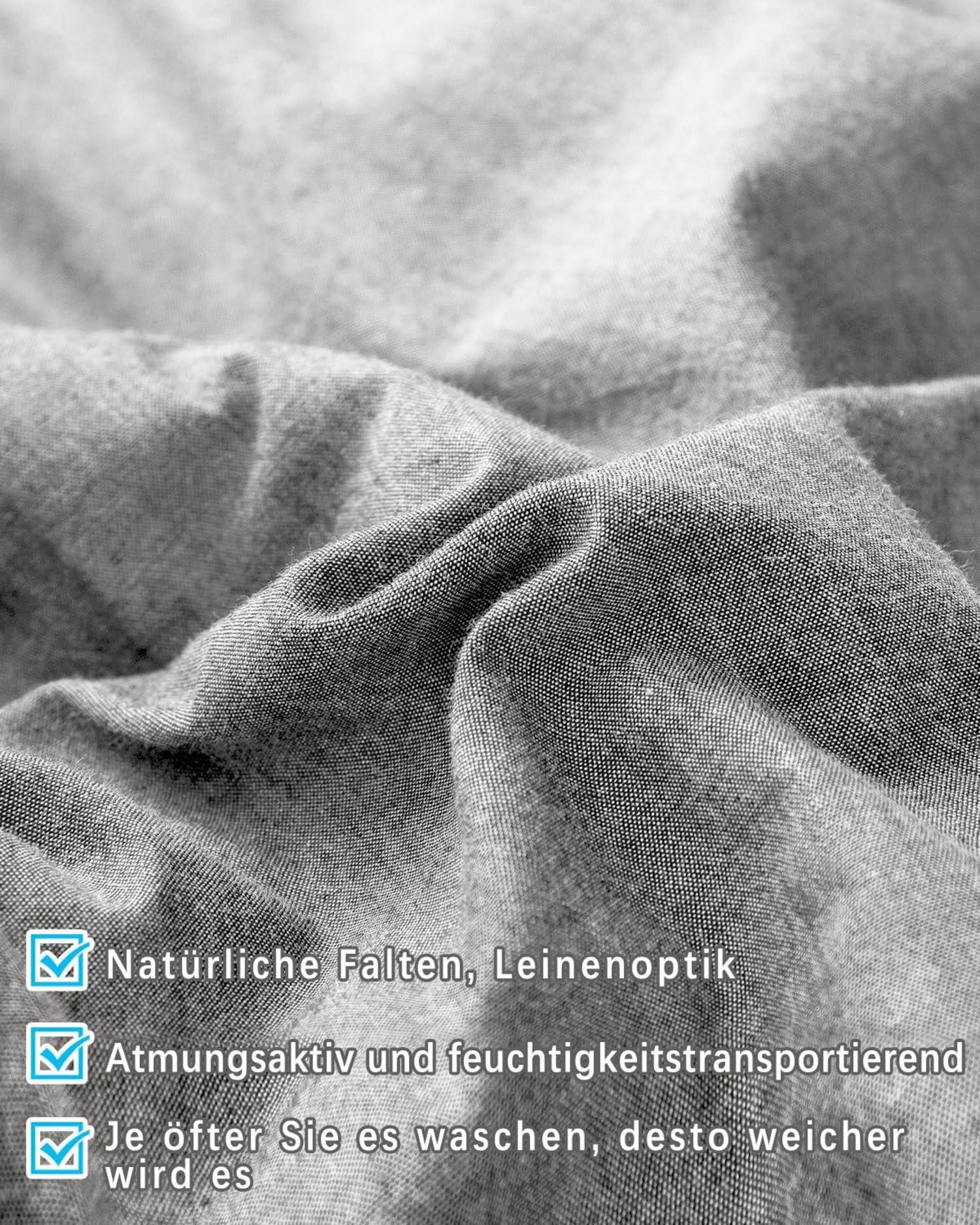 Kissenbezug 40x70 cm 2er Set - 100% Baumwolle Grau mit