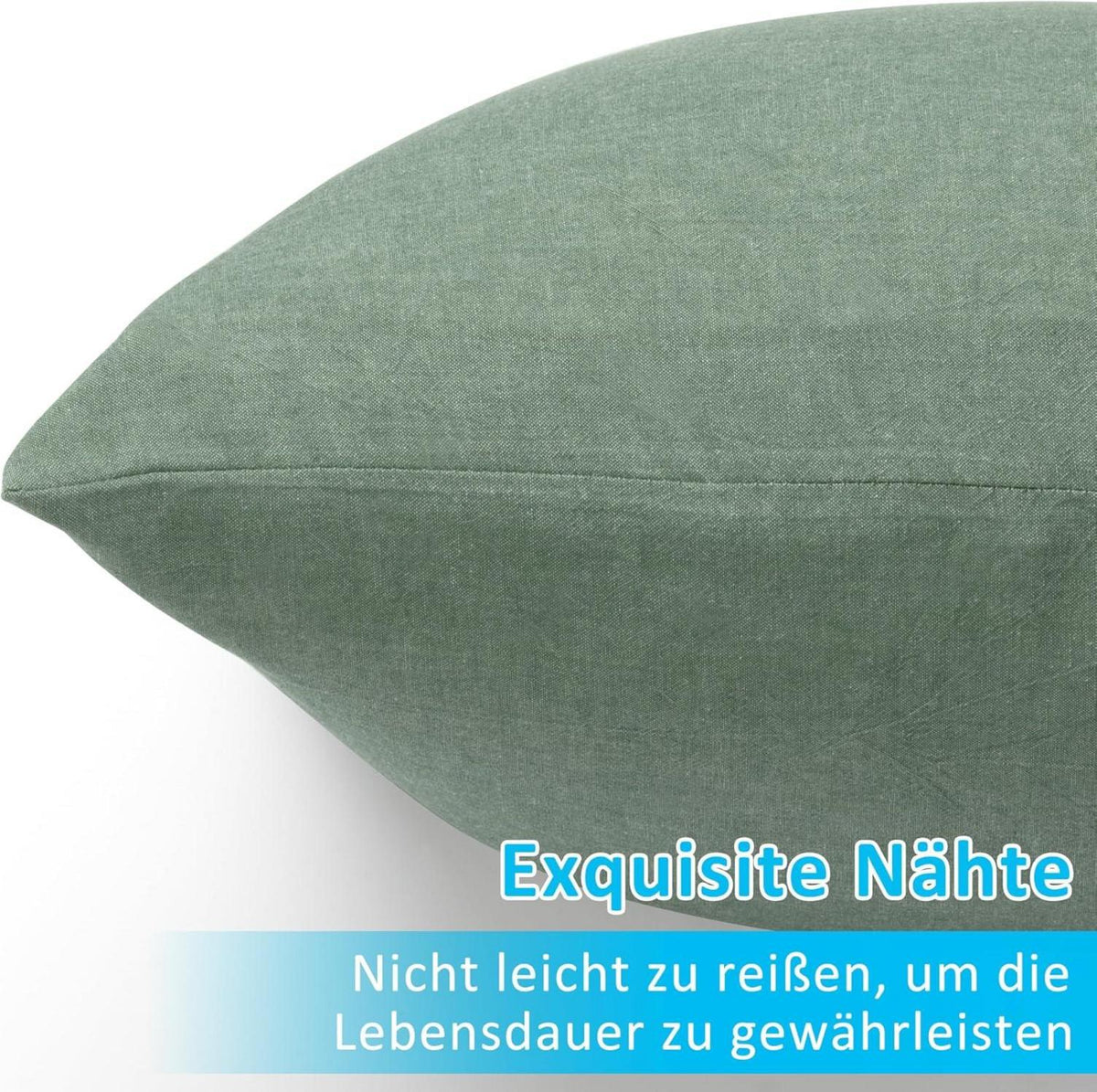 ATsense 2er Set Baumwolle Kissenbezug 50x70cm Grün Reißverschluss OEKO-TEX