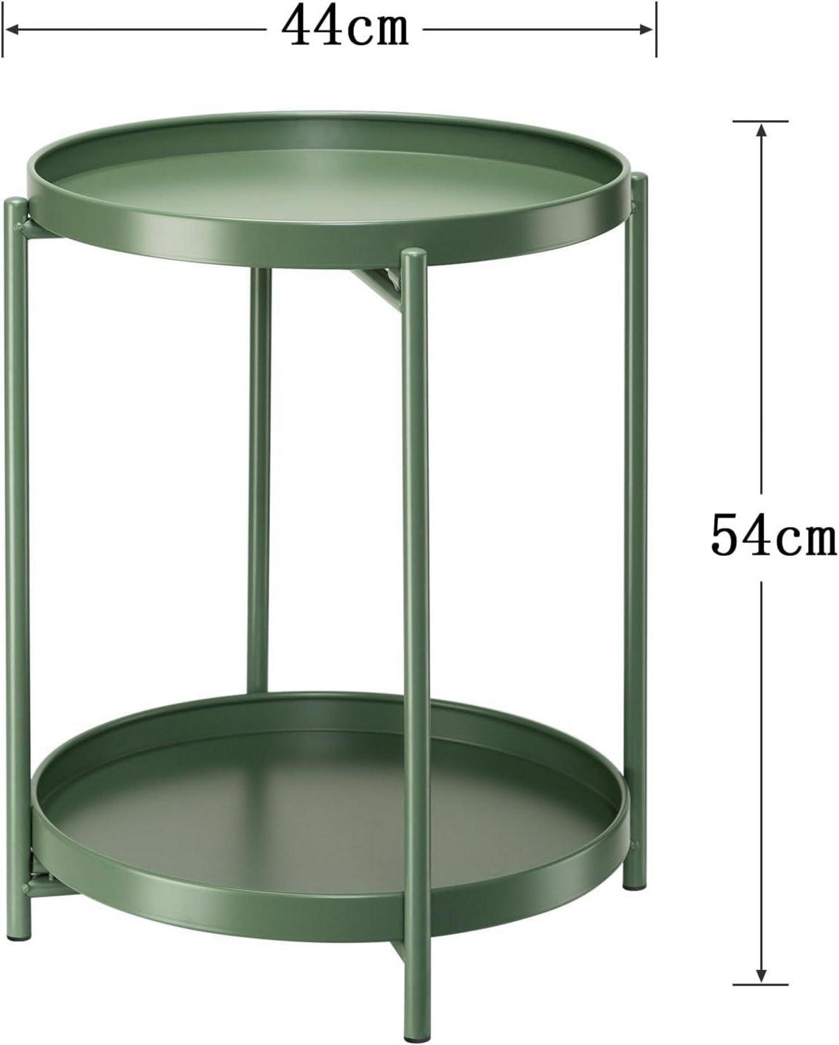 2-stöckiger Metall-Beistelltisch mit herausnehmbaren Tabletts, Grüner