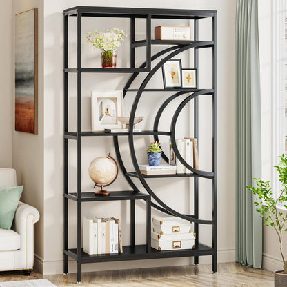 Industrielles Bücherregal 179cm – 8-Stöckig, Schwarz
