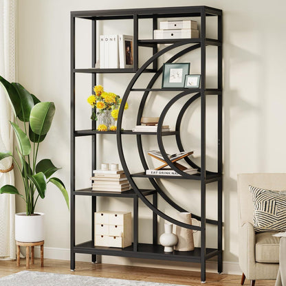 Industrielles Bücherregal 179cm – 8-Stöckig, Schwarz