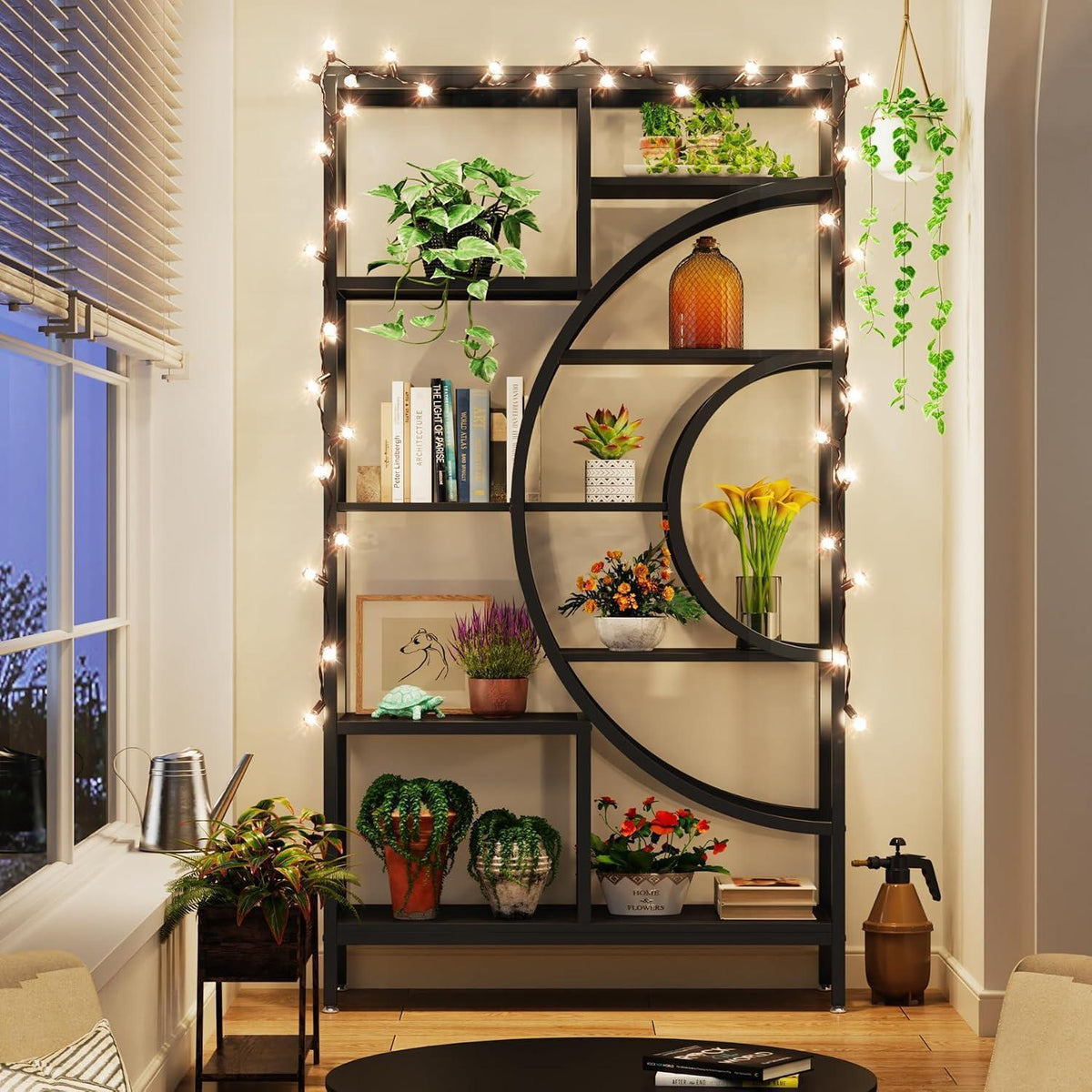Industrielles Bücherregal 179cm – 8-Stöckig, Schwarz