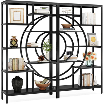 Industrielles Bücherregal 179cm – Geometrisches Regal mit Metallrahmen