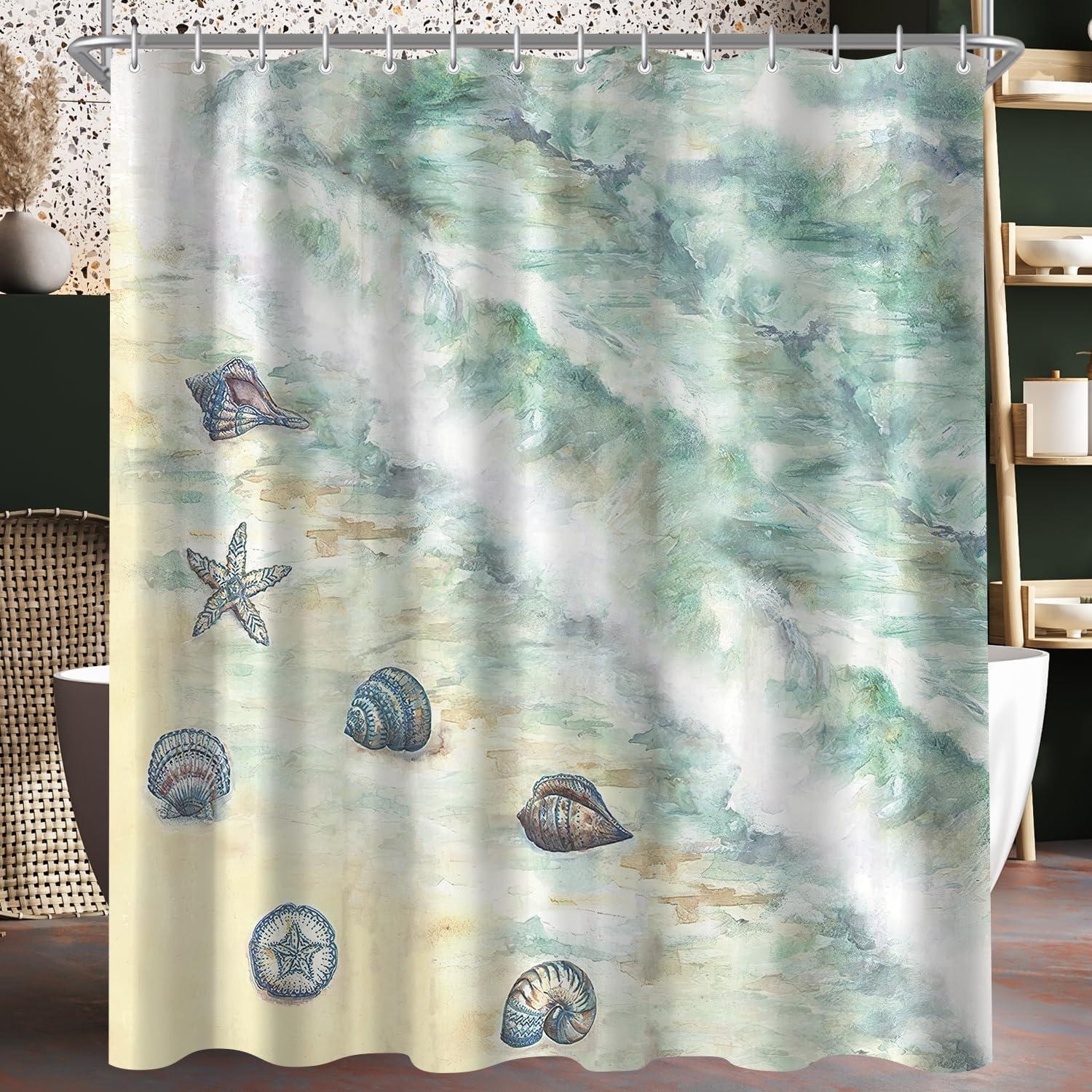 Duschvorhang Muschel Antischimmel 200x200cm Wasserabweisend Polyester