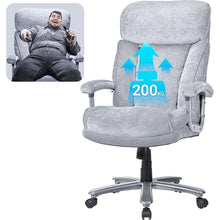 Ergonomischer Bürostuhl 200kg, Samt Drehstuhl Grau, Gaming