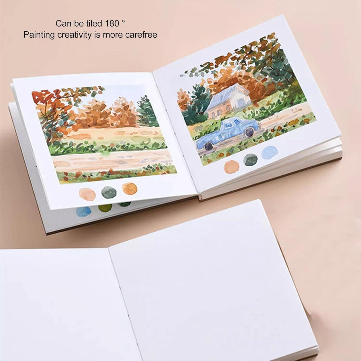 Aquarell Skizzenbuch 10x10cm – Tragbares Notizbuch für Künstler (Orange)