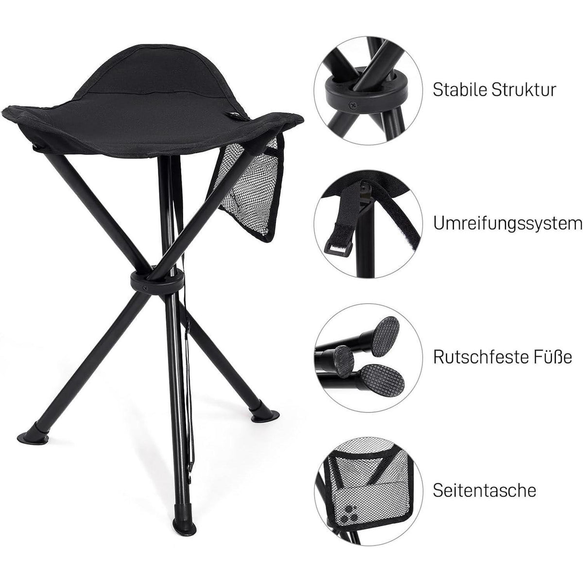 Klapphocker 53cm hoch, 102kg belastbar, ultraleicht mit Tasche