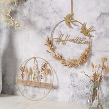 Trockenblumenkranz mit Gold Metallring, 2er Set für