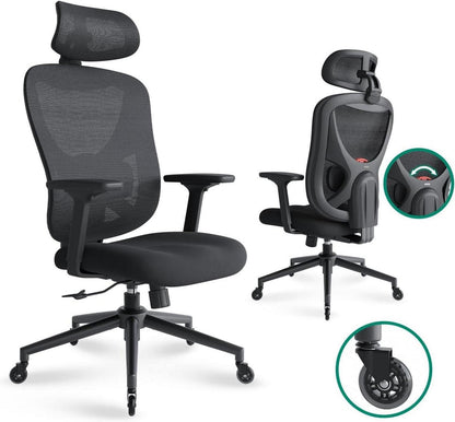 Ergonomischer Bürostuhl mit 3D-Lendenwirbelstütze & verstellbarer