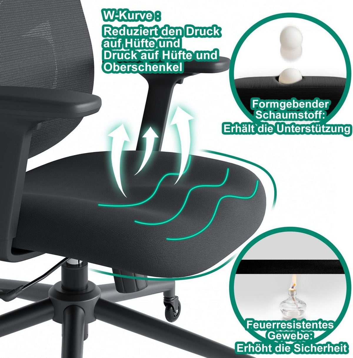 Ergonomischer Bürostuhl mit verstellbarer