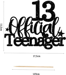 Tortendeko 13. Geburtstag Mädchen Junge Glitzer Schwarz Cake