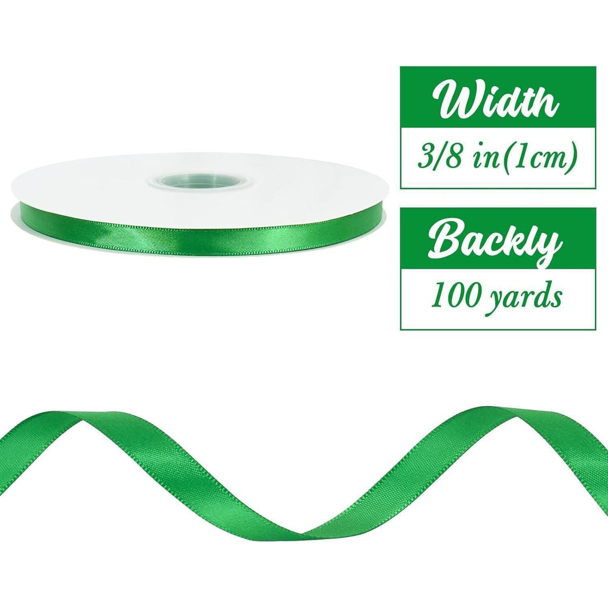 Satinbandrolle Grün, 1 cm x 91 m – Vielseitiges Dekorationsband