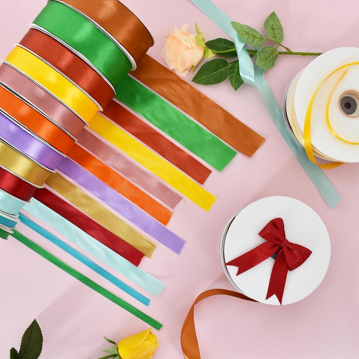 Satinband 2,5 cm Neongrün – 91 m Geschenkband