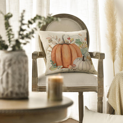 Artoid Herbst Kissenbezüge 2er Set Orange Blätter Kürbisse 45x45 cm