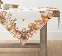 Herbst Tischdecke Bäume Hirsch Vögel Saisonale Dekoration 85x85 cm