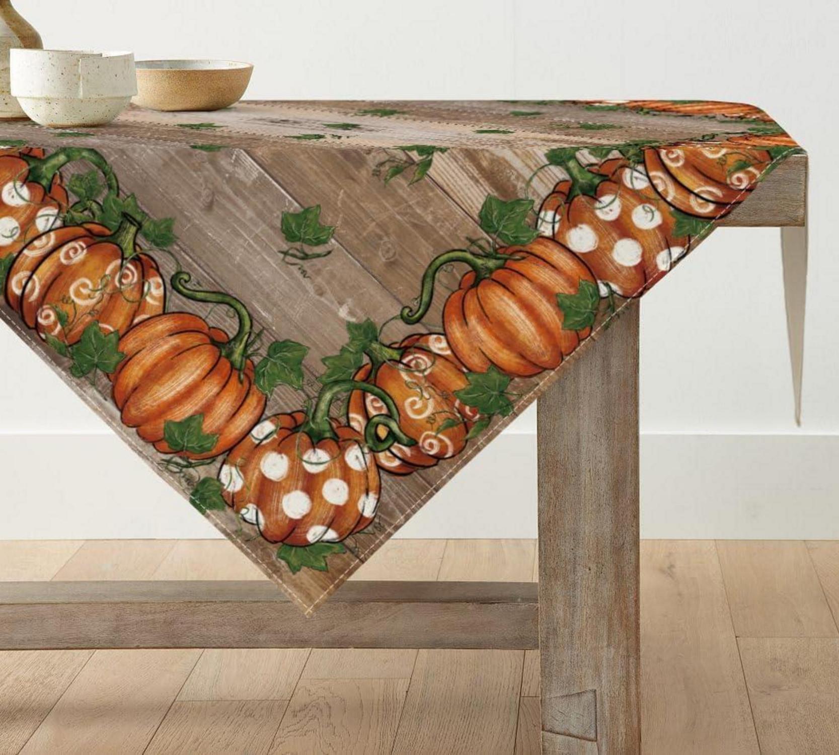 Artoid Herbst Tischdecke Kürbisse 100x100 cm Braun