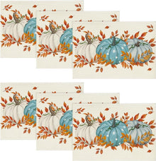 Artoid Mode Herbst Platzsets Blau Kürbisse Tischsets 6er Set 30x45cm