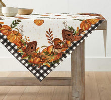 Artoid Herbst Tischdecke Kürbisse Pilze Vogelhaus 100x100 cm Orange