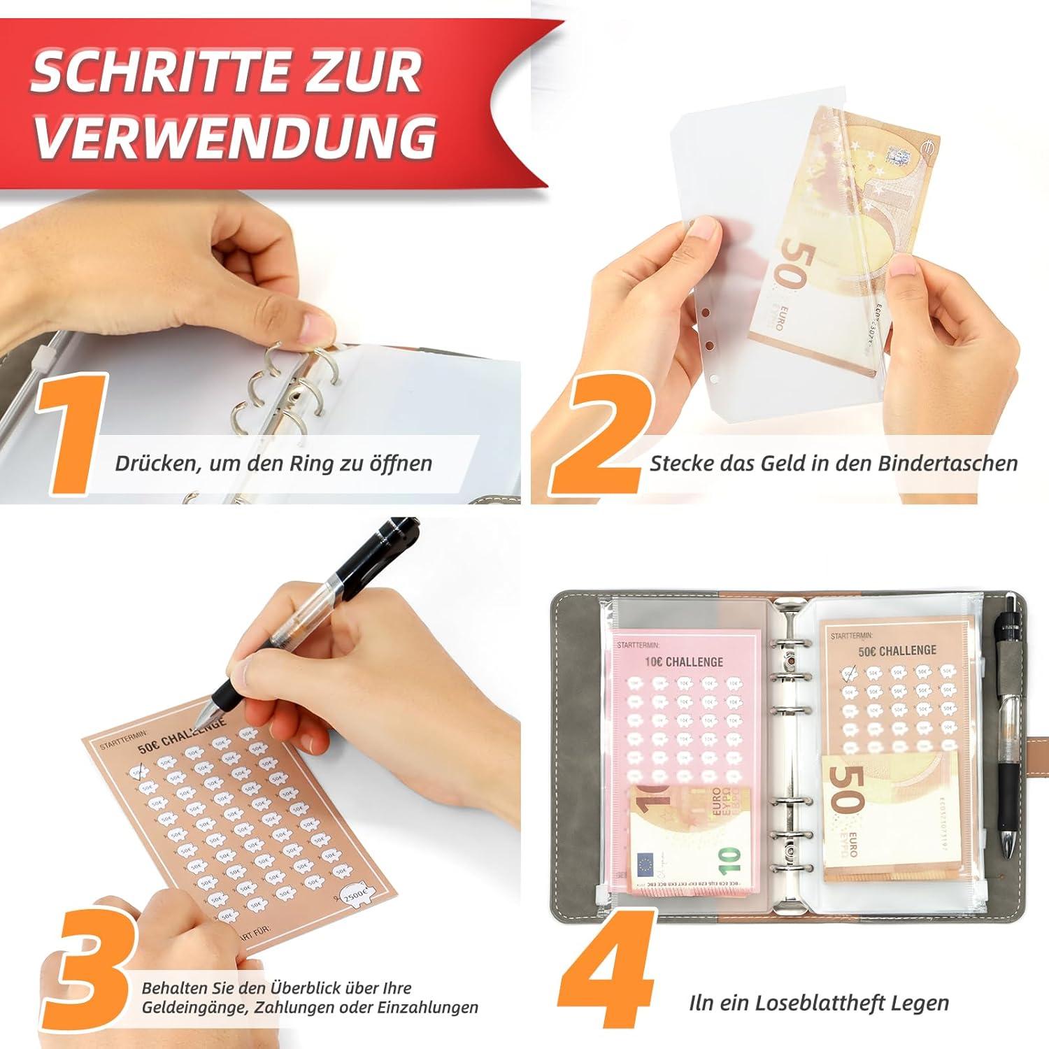 2024 Geld Sparen Challenge Buch mit 8 Spar Challenges Budget Planner A6