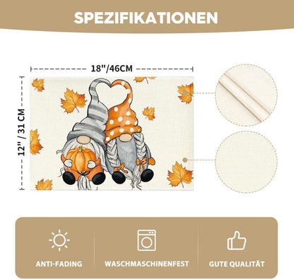 Herbst Kürbisse Ahornblätter Platzsets 8er Set 30x45cm