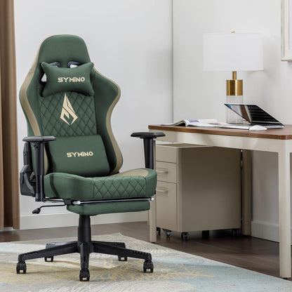 Ergonomischer Gaming Stuhl Vintage-PU-Leder Blau mit