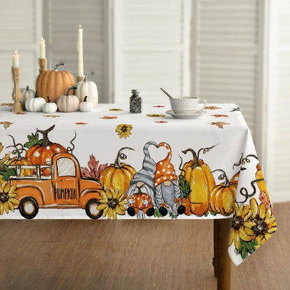 Herbst Tischdecke 140x180 cm Lastkraftwagen GNOME Blätter Kürbisse