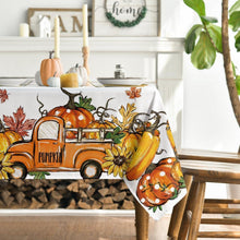 Herbst Tischdecke Kürbisse Blätter 140x220 cm Gelb