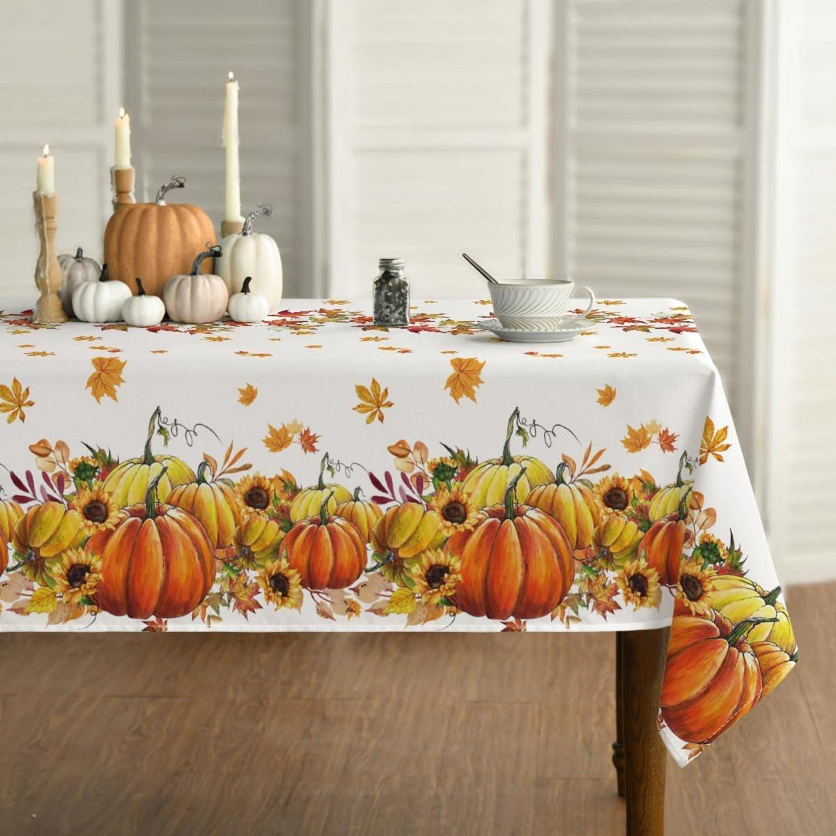 Herbst Tischdecke Kürbisse Sonnenblumen Ahornblätter 140x180 cm