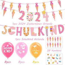 Einschulung Deko Set Mädchen Schulkind Girlande Zuckertüten