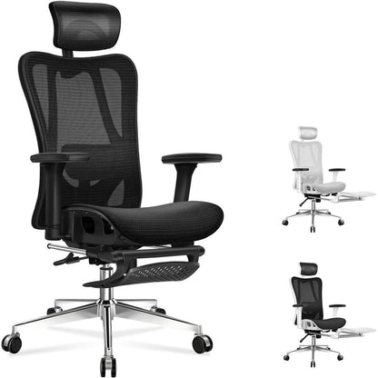 Ergonomischer Netz-Bürostuhl mit 3D-Armlehne und Fußstütze