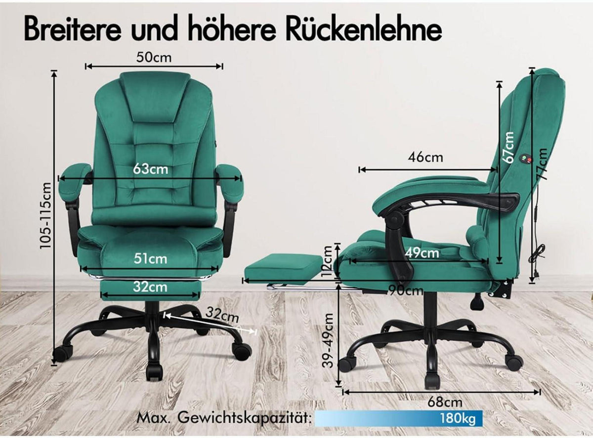 ALFORDSON Bürostuhl ergonomischer Gaming-Drehstuhl Grün