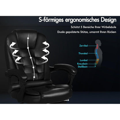 Ergonomischer Bürostuhl mit Massagefunktion, Schwarz
