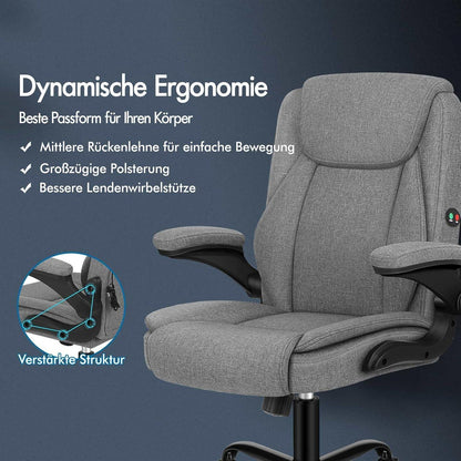 Ergonomischer Massage Bürostuhl mit Armlehne, Schwarz 150kg