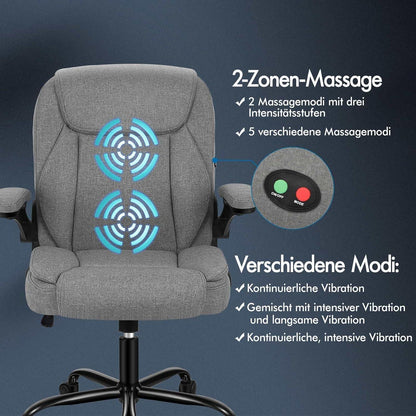 Ergonomischer Massage Bürostuhl mit Armlehne, Schwarz 150kg