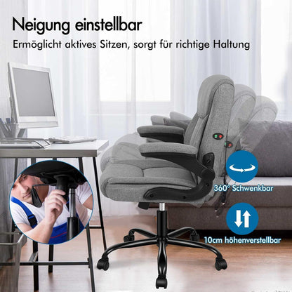 Ergonomischer Massage Bürostuhl mit Armlehne, Schwarz 150kg