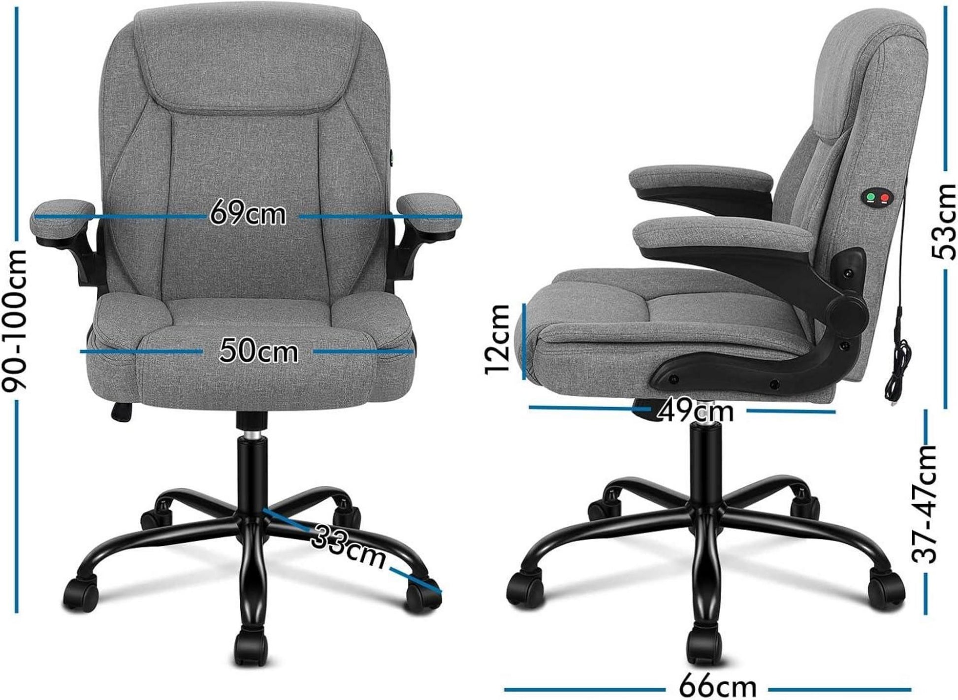 Ergonomischer Massage Bürostuhl mit Armlehne, Schwarz 150kg