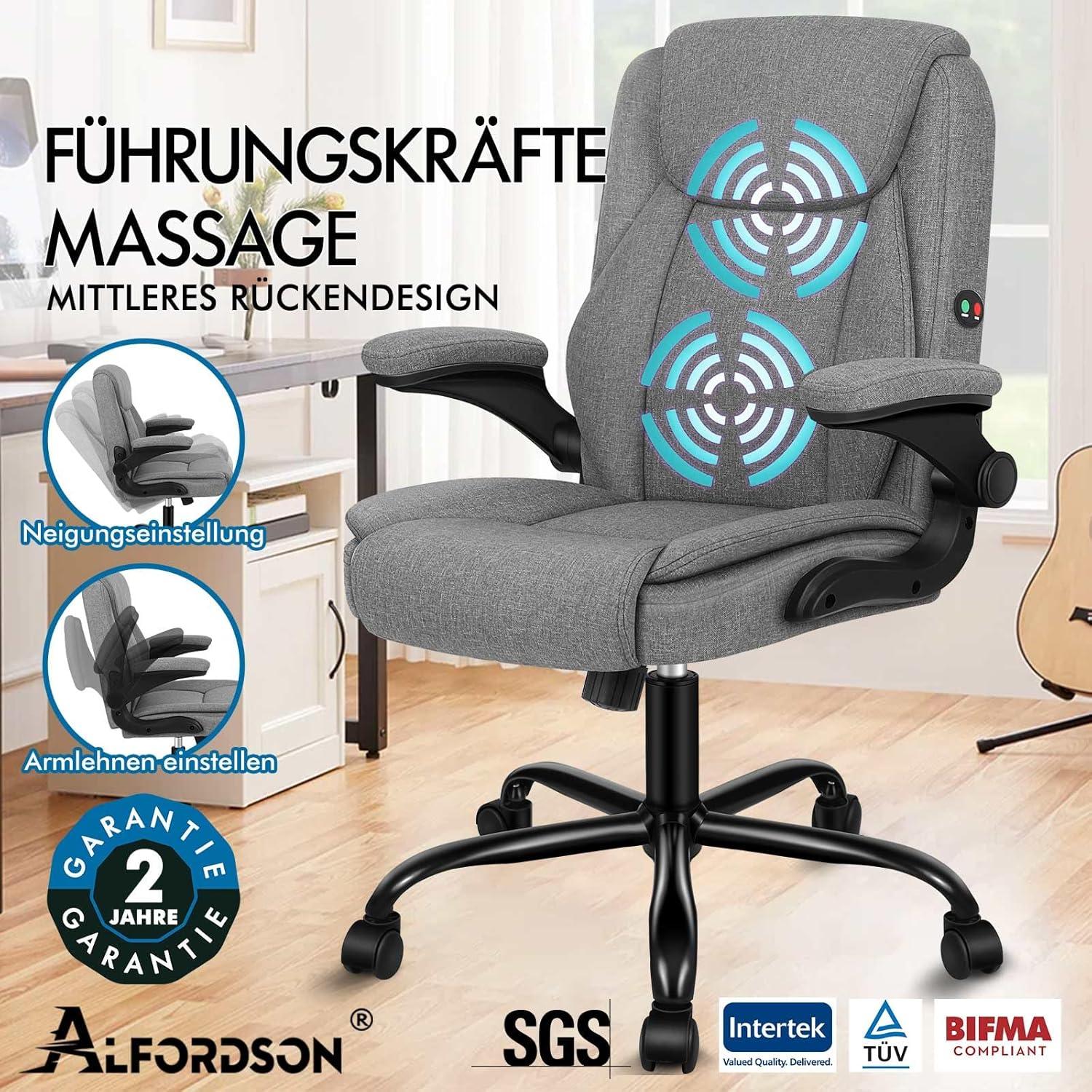 Ergonomischer Massage Bürostuhl Mid Back Schwarz Armlehne Gas-Lift